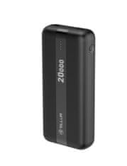 Tellur PBC203 20000mAh Powerbank, 2xUSB+Type-C+MicroUSB, čierna