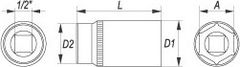 YATO Nadstavec 1/2" 14 mm šestihranný hlboký