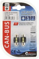 Compass Žiarovka 3 LED SMD 12V suf.11X32 SV8.5 NEW-CAN-BUS biela 2ks