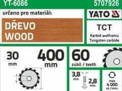 YATO Kotúč na drevo 400 x 30 mm 60z