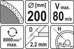 YATO Kotúč diamantový 200 x 25,4 x 2,2 mm hladký