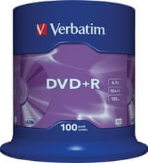 VERBATIM DVD+R(100-Pack)Spindl/MattSlvr/16x/4.7GB