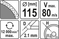 YATO Kotúč diamantový 115 x 22,2 x 2,1 mm hladký