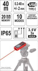 YATO Laserový merač vzdialenosti 0.2-40M, 10 režimov