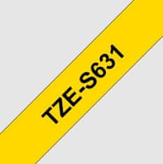 BROTHER extrémně přilnavá páska TZ-S631/ žlutá-černá/ 12mm