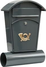 Vorel Poštová schránka so strieškou oblou + zásobník na noviny 480x280x80mm sivá