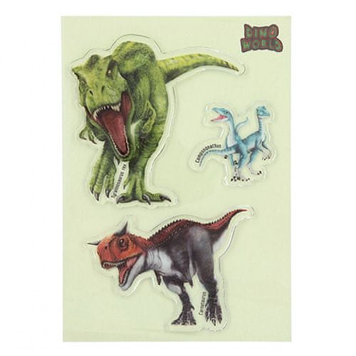 Dino World Gélové samolepky Glibbies , Tyrannosaurus rex, Compsoqnathus, Carnotaurus, 3ks