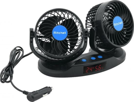 Compass Ventilátor MITCHELL DUO 2x130mm 12V na palubnú dosku s teplomerom