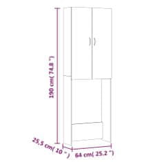 Vidaxl Skrinka na práčku čierna 64x25,5x190 cm