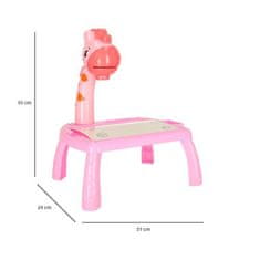 KIK Ružový kresliaci stolík s projektorom žirafa