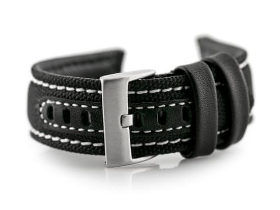 Tayma Kožený remienok na hodinky W34 – Premium – čierno/biely – 26 mm