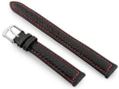 Tayma Kožený remienok na hodinky W71 - Čierno/Červený - 12 mm