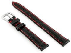 Tayma Kožený remienok na hodinky W64 čierny/červený 12 mm