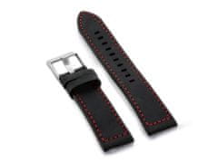 Tayma Kožený remienok na hodinky W25 - čierny/červený - 20 mm