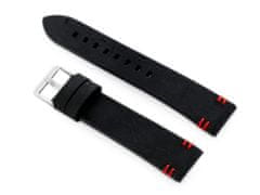 Tayma Kožený remienok na hodinky W110 - čierny/červený - 20 mm
