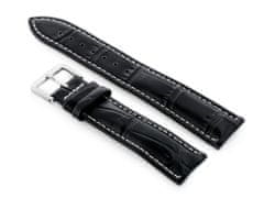 Tayma Kožený remienok na hodinky W102l Black/White – 20mm
