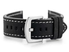 Tayma Kožený remienok na hodinky W72 - čierny/biely 20 mm