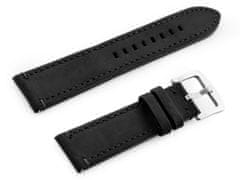 Tayma Kožený remienok na hodinky W72 - čierny/čierny 20 mm