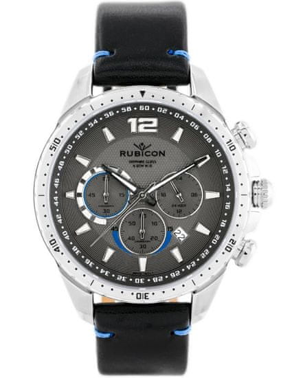 Rubicon Pánske hodinky Rncd98 - Chronograf (Zr095c) Čierno/Strieborný