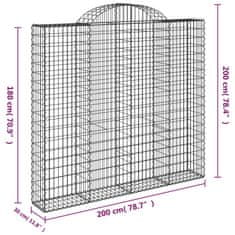 Petromila vidaXL Oblúkové gabionové koše 7ks 200x30x180/200cm pozinkované železo