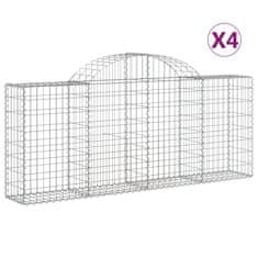 Vidaxl Oblúkové gabionové koše 4 ks 200x30x80/100cm pozinkované železo