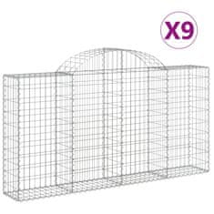 Petromila vidaXL Oblúkové gabiónové koše 9ks 200x30x100/120cm pozinkované železo