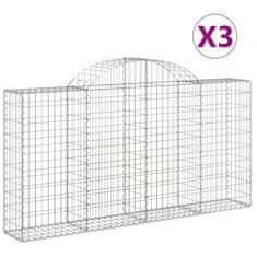 Petromila vidaXL Oblúkové gabiónové koše 3ks 200x30x100/120cm pozinkované železo