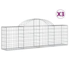 Vidaxl Oblúkový gabionový kôš 3 ks 200x30x60/80 cm pozinkované železo