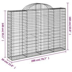 Petromila vidaXL Oblúkové gabionové koše 14 ks 200x30x140/160 cm pozink. železo