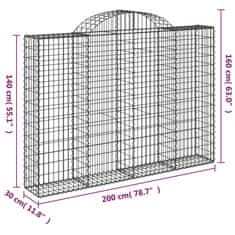 Petromila vidaXL Oblúkové gabionové koše 2 ks 200x30x140/160 cm pozink. železo