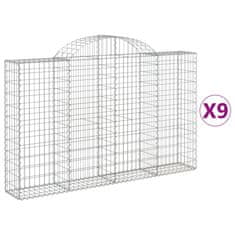 Petromila vidaXL Oblúkové gabionové koše 9 ks 200x30x120/140 cm pozink. železo