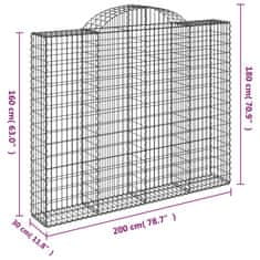 Petromila vidaXL Oblúkové gabiónové koše 2ks 200x30x160/180cm pozinkované železo