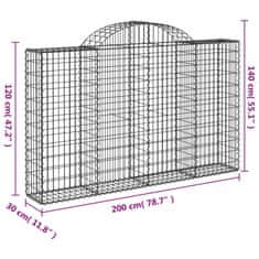 Petromila vidaXL Oblúkové gabionové koše 3 ks 200x30x120/140 cm pozink. železo