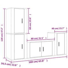 Vidaxl 4-dielna súprava TV skriniek vysoký lesk biela spracované drevo