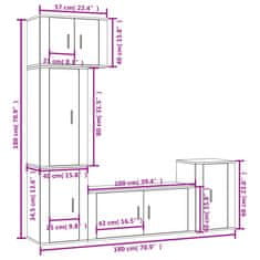 Vidaxl 5-dielna súprava TV skriniek dymový dub spracované drevo