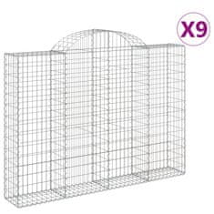 Petromila vidaXL Oblúkové gabionové koše 9 ks 200x30x140/160 cm pozink. železo