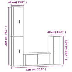Vidaxl 4-dielna súprava TV skriniek vysoký lesk biela spracované drevo