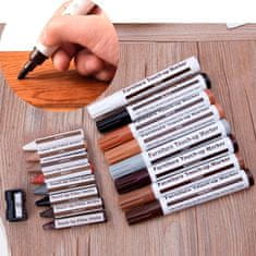 Netscroll 17-dielna sada fixiek a voskových ceruziek na opravu škrabancov a oderkov, oprava drevených povrchov, 8 rôznych farieb na opravu všetkých odtieňov dreva, FurnitureMarkers