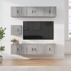 Vidaxl 7-dielna súprava TV skriniek sivý dub sonoma spracované drevo