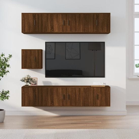 Vidaxl 7-dielna súprava TV skriniek hnedý dub spracované drevo