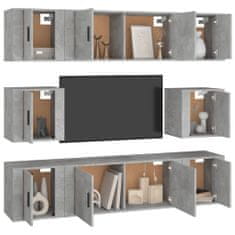 Vidaxl 8-dielna súprava TV skriniek betónová sivá spracované drevo