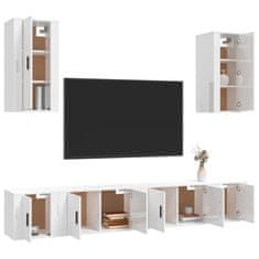 Vidaxl 6-dielna súprava TV skriniek lesklá biela spracované drevo