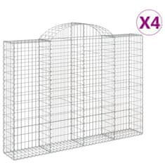 Vidaxl Oblúkové gabionové koše 4 ks 200x30x140/160 cm pozink. železo