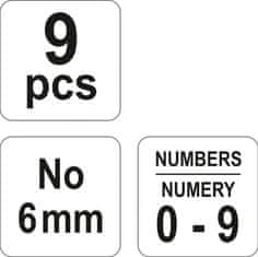 YATO Razidlá číselné 6 mm 9 ks 0-9