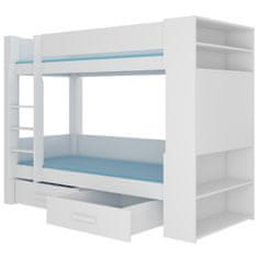 nabbi Poschodová posteľ s úložným priestorom Guinea 80x180 cm - biela