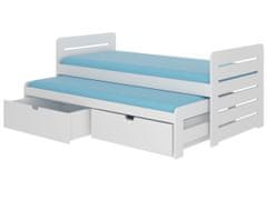 nabbi Drevená detská posteľ s prístelkou Tigris 80x180 cm - biela