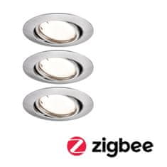 Paulmann PAULMANN LED vstavané svietidlo Smart Home Zigbee Base Coin základná sada výklopné kruhové 90mm 20 ° 3x4, 9W 230V stmievateľné 3000K kov kartáčovaný 924.64 92464