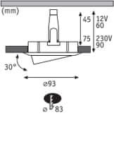 Paulmann PAULMANN Vstavané svietidlo Nova Plus výklopné IP65 kruhové 93mm 30° GU5,3 / GU10 max. 35W 230/12V stmievateľné čierna mat 924.60 92460