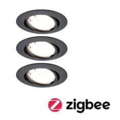 Paulmann PAULMANN LED vstavané svietidlo Smart Home Zigbee Base Coin základná sada výklopné kruhové 90mm 20 ° 3x4, 9W 230V stmievateľné 3000K čierna mat 924.65 92465