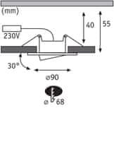 Paulmann PAULMANN LED vstavané svietidlo Calla výklopné IP65 kruhové 90mm 30 ° 6W 230V 4000K čierna mat 924.61 92461